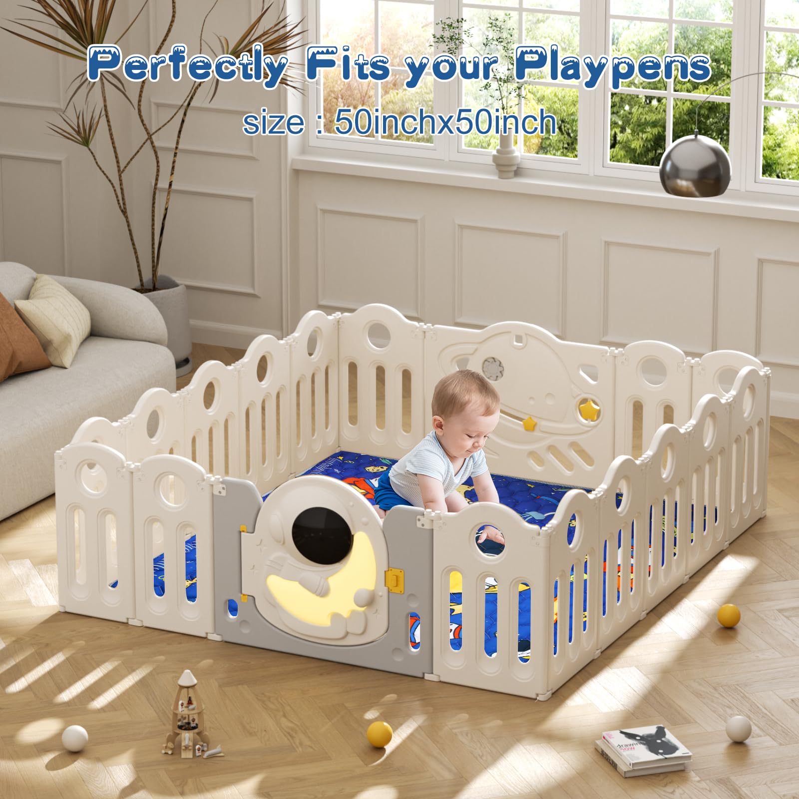 Tappetino Per Bebè Favodormir Impermeabile In Ecopelle – 127x127x3 Cm, Antiscivolo, Doppio Lato Beige, Per Cameretta E Giochi