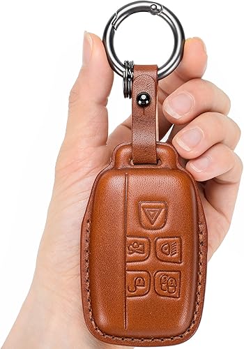 Funda para llavero Land RoverJaguar de piel auténtica con llavero, compatible con Evoque Velar Sport Discovery Freelander2 LR4 Land Rover Sport y