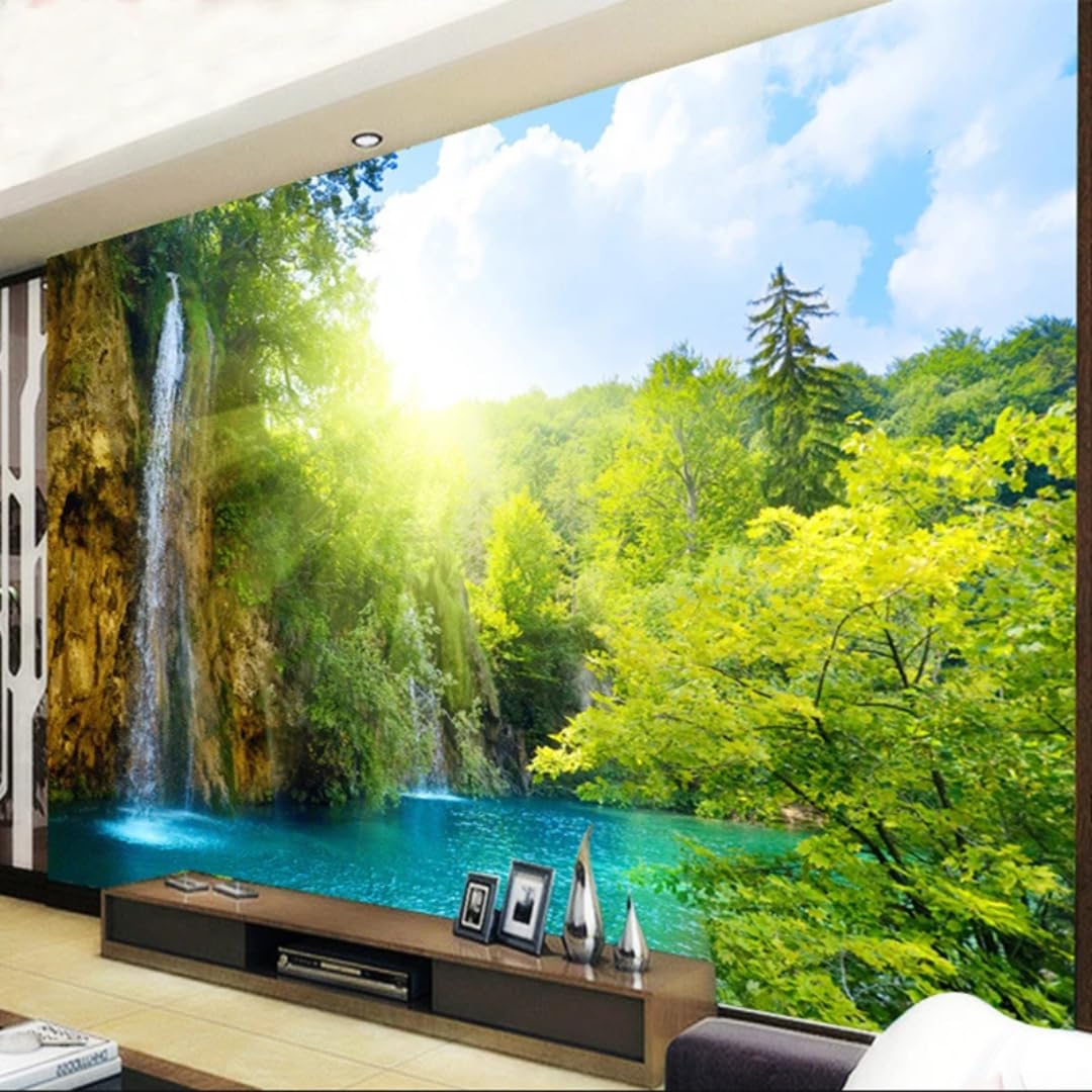 Xinruyi Wallpaper 3D Mural Lake View Waterfall Wallcovering Art Stickers Bedroom Living Room Decoration