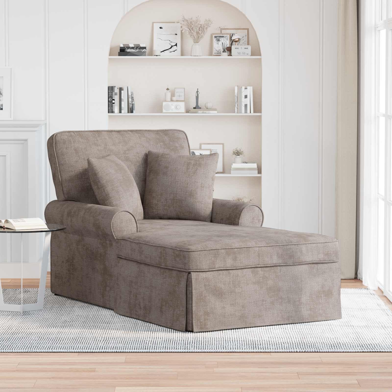 Chaise Lounge avec Jupe Sable 157 x 91 x 91 cm ARES,Chaises Longues,42022956