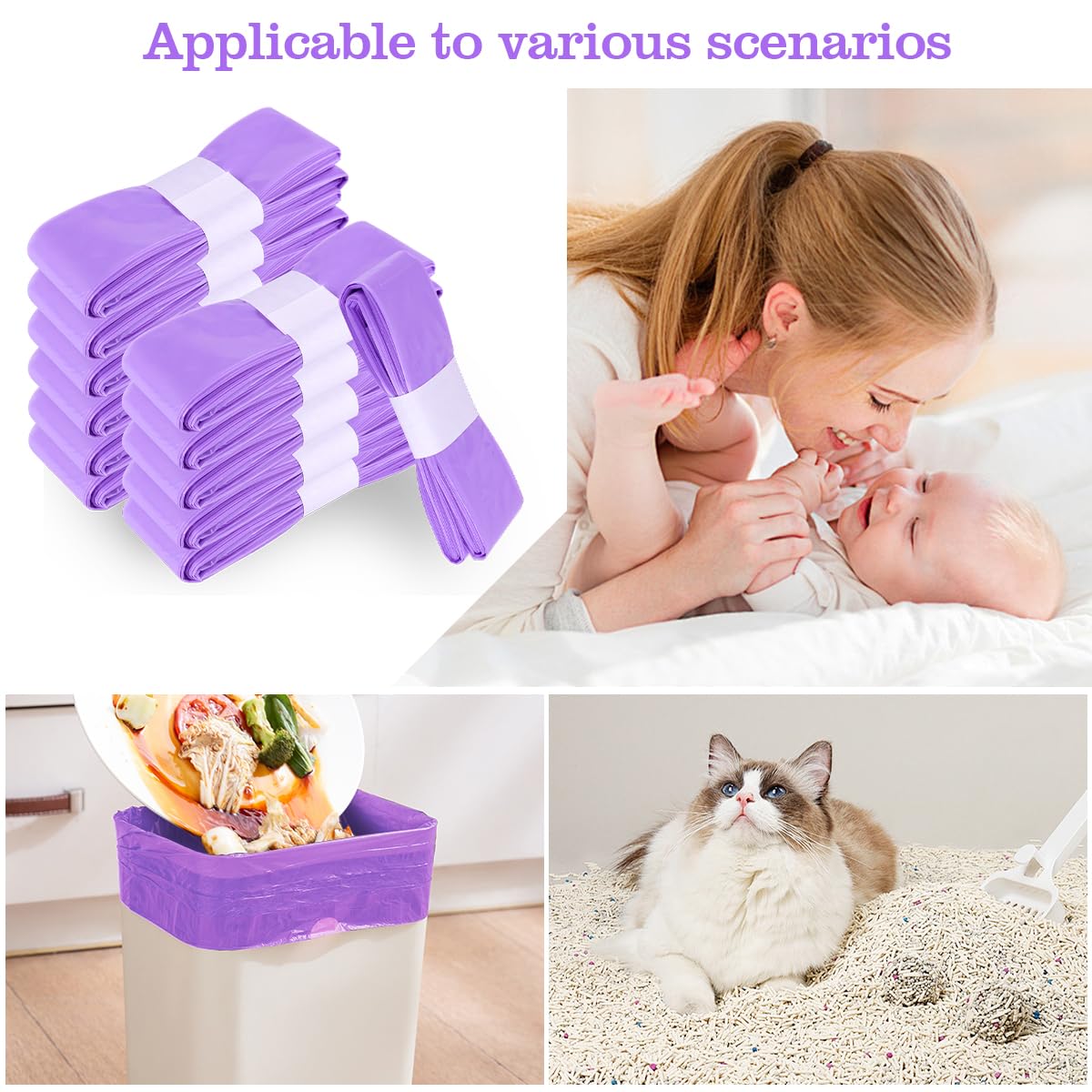 12 scatole di ricarica per pannolini, pattumiera per pannolini, antiodore, spessore 4,5 m (viola), compatibile con Tommee Tippee, Angelcare, LitterLocker, germoglio