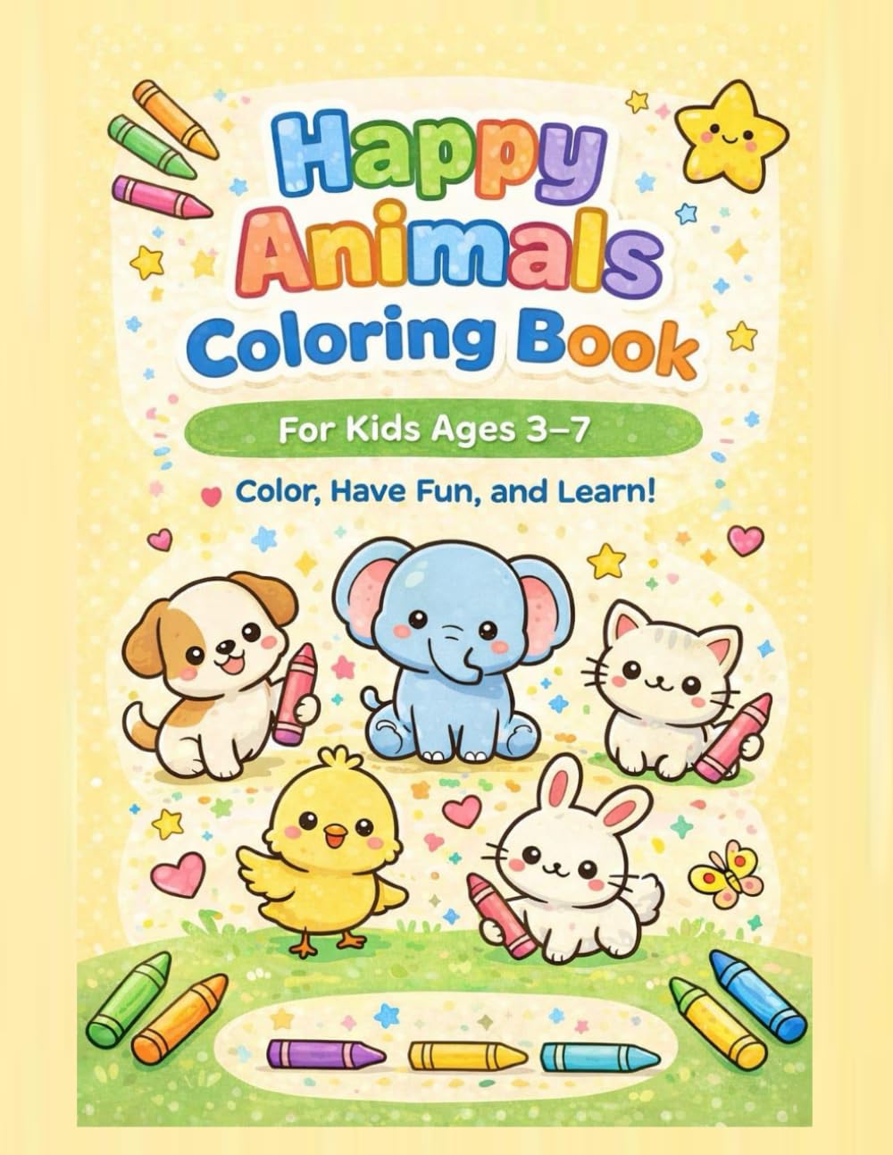 HAPPY ANIMALS - Colours Book: For Kids Age 3-7