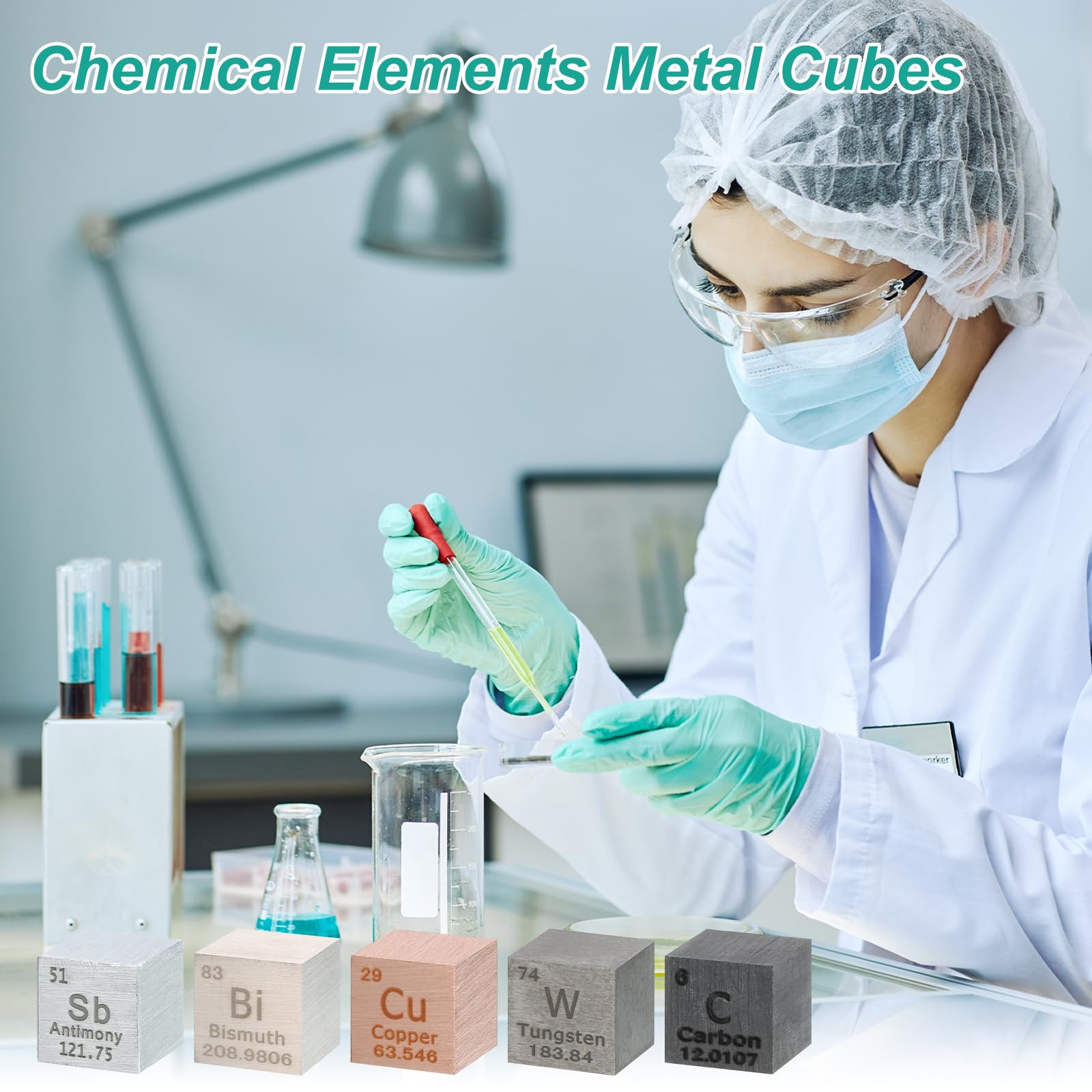 QUARKZMAN Cubo De Cobalto, Cubo De Metal De 1 Pulgada De Alta Densidad Para Colección De Elementos Químicos Aplicación En Educación Científica Y Experimentos, Plateado