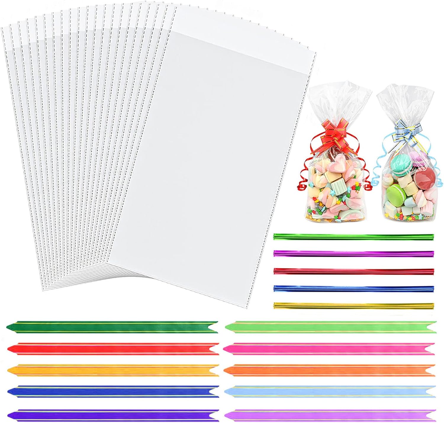 100PCS Cellophane Bags 6x9 Inches, Clear Treat Bags With 4