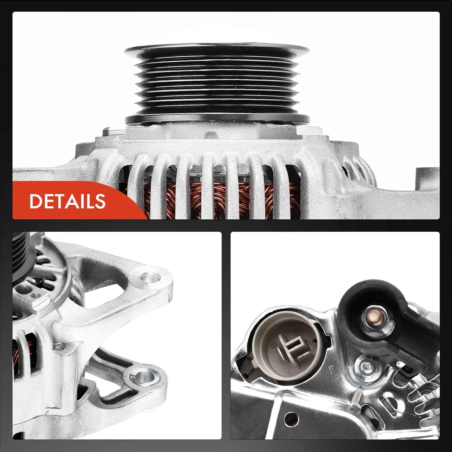 A-Premium Alternator Compatible with Dodge Caravan, Grand Caravan & Chrysler Town & Country, Grand Voyager & Plymouth Voyager 1996 1997 1998 1999 2000, 2.4L 3.0L 3.3L 3.8L, 12V 90A CW 6-Groove Pulley