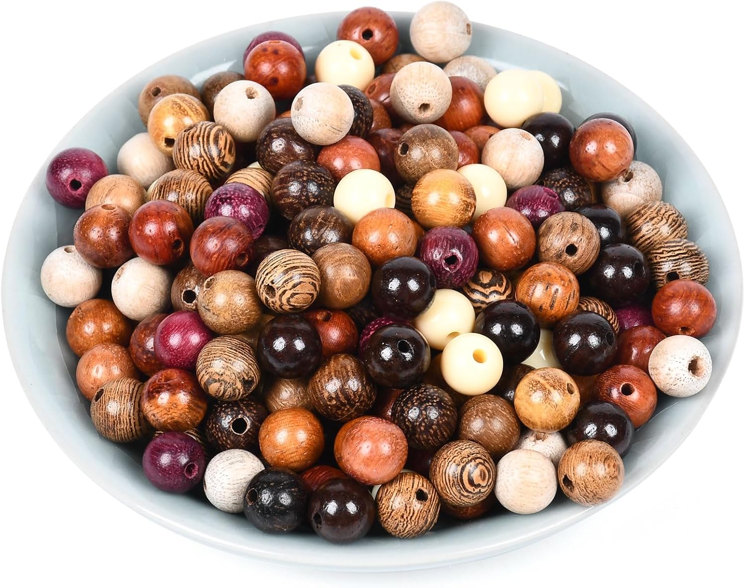 210pcs Wooden Beads for Crafts, Vintage Round Natural Wood Hair Bead, Wood Beads for Jewelry Making，Beads for Crafts，8mm Colorful Loose Spacer for Macrame Necklace Bracelet DIY Handmade Decor - Image 8