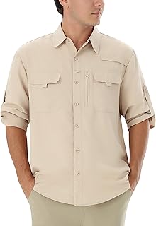Men's Sun Protection Fishing Shirts UPF 50+ UV Lightweight Quick Dry Cooling Button Down Shirts for Work Hiking Safari