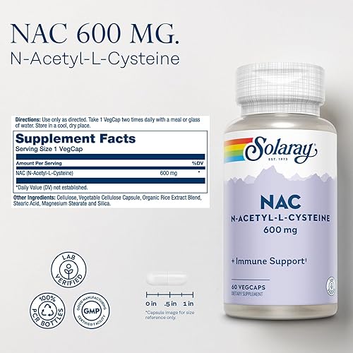 Miniatura 2 de Solaray Suplemento NAC N-acetil-L-cisteína, 600 mg, 60 unidades