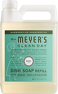 MRS. MEYER'S CLEAN DAY Liquid Dish Soap Refill, Basil, 48 fl. oz