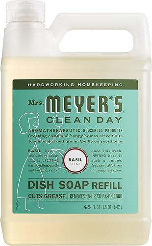 MRS. MEYER'S CLEAN DAY - Repuesto de jabón líquido para platos, albahaca, 48 onzas líquidas