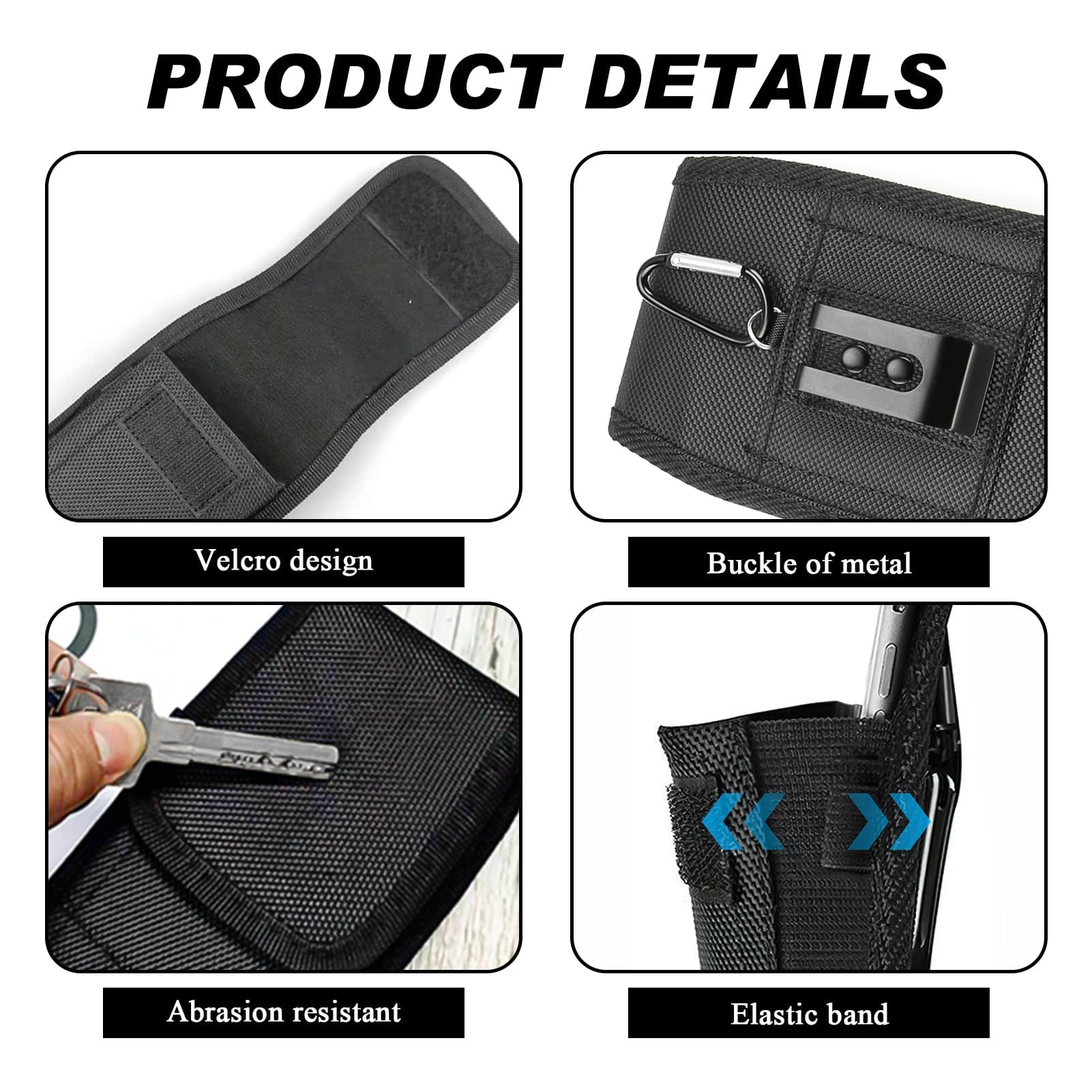 Housse Ceinture Pour Smartphone Noir - Protection RFID, Antichoc, Avec Porte-cartes Et Stylo