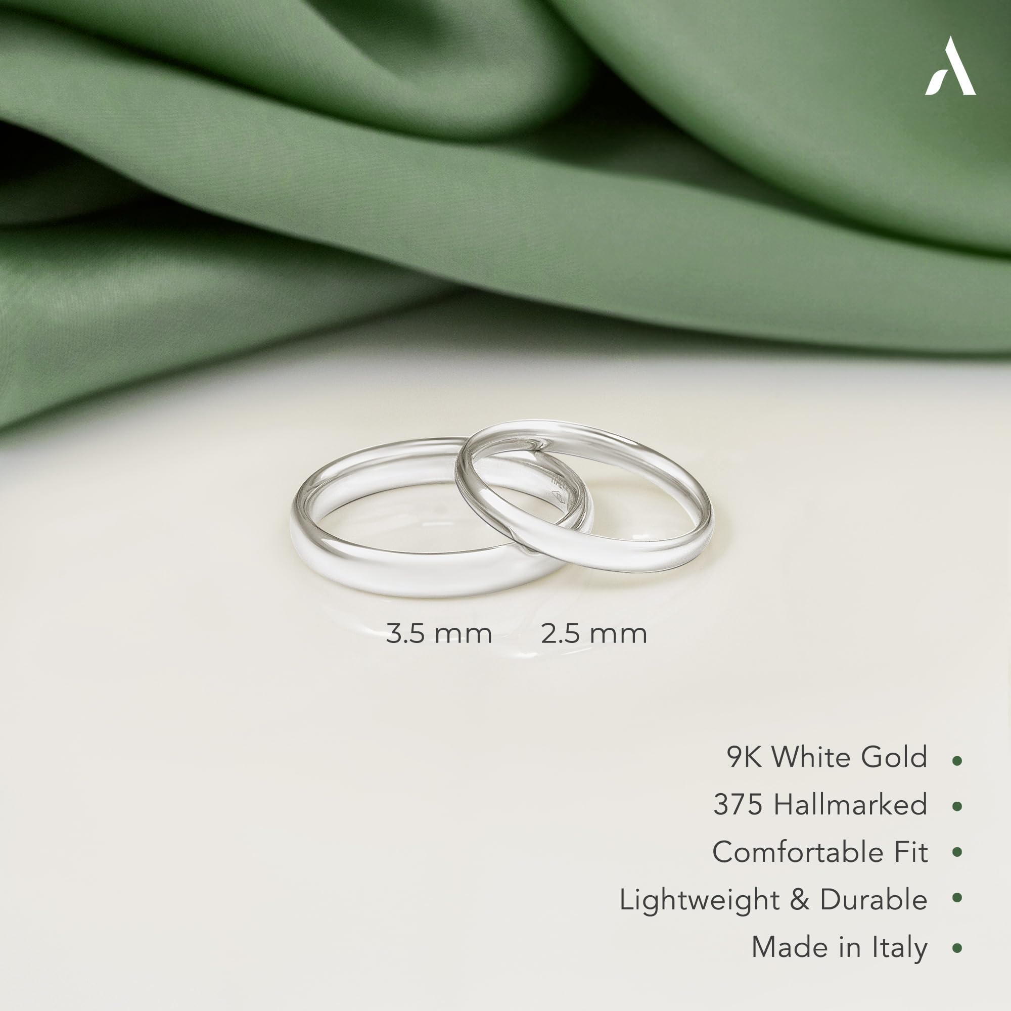 Amberta Allure Alianza de Boda para Mujer en Oro Blanco de 9 Quilates