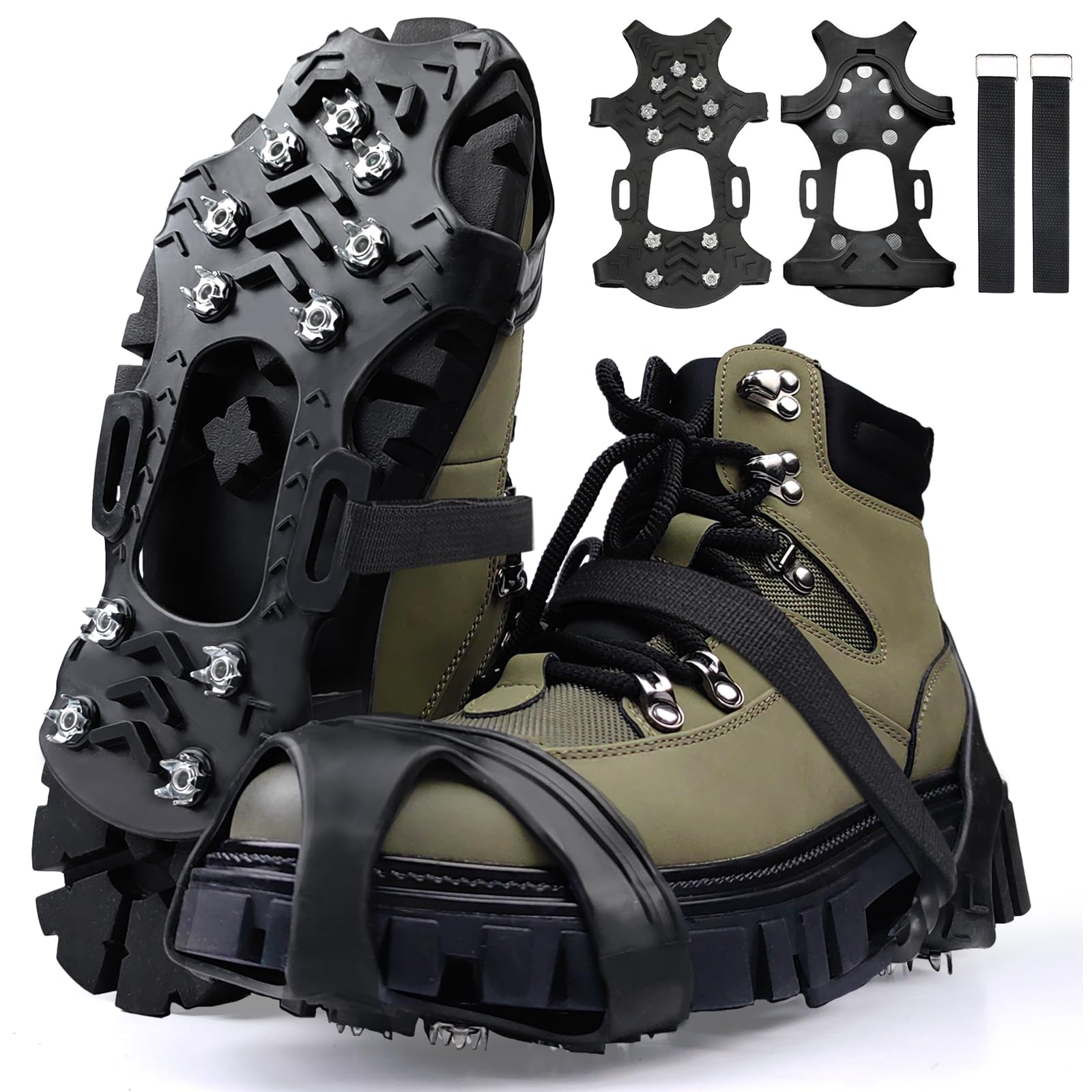 Schuhspikes Ice Schuhkrallen Eisspikes,Schnee-Grip-Stollen über Schuh,Schuhkrallen Anti-Rutsch Schuhspikes für Walking,Joggen,Klettern und Wander,Sohle Wandern Spazieren Hiking Walking Winter