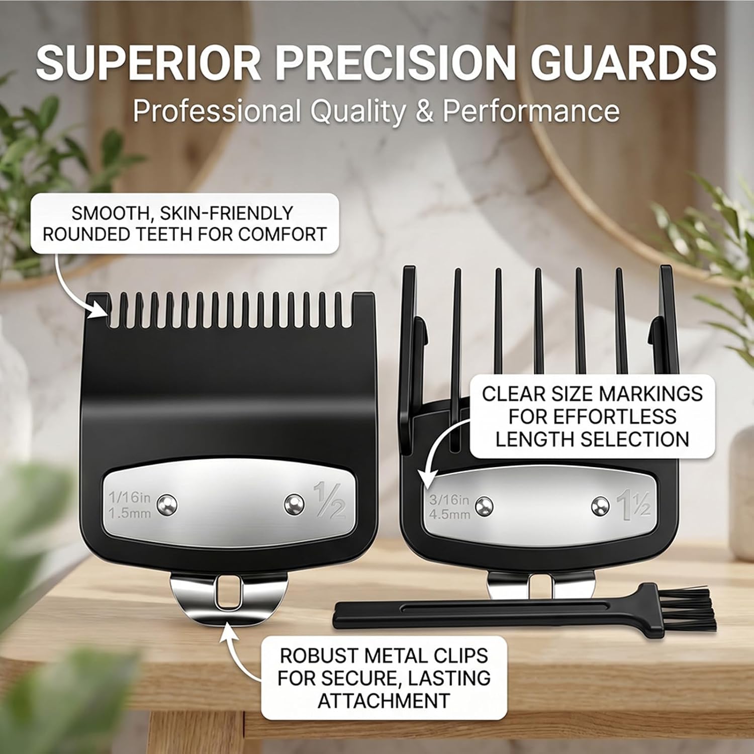 1/16" & 3/16'' Hair Cutting Guards Replacement for Wahl Clipper Guards Set, 2 Pack Metal Guide Comb Attachments, Compatible with Wahl Clippers, for Barbers & Stylists