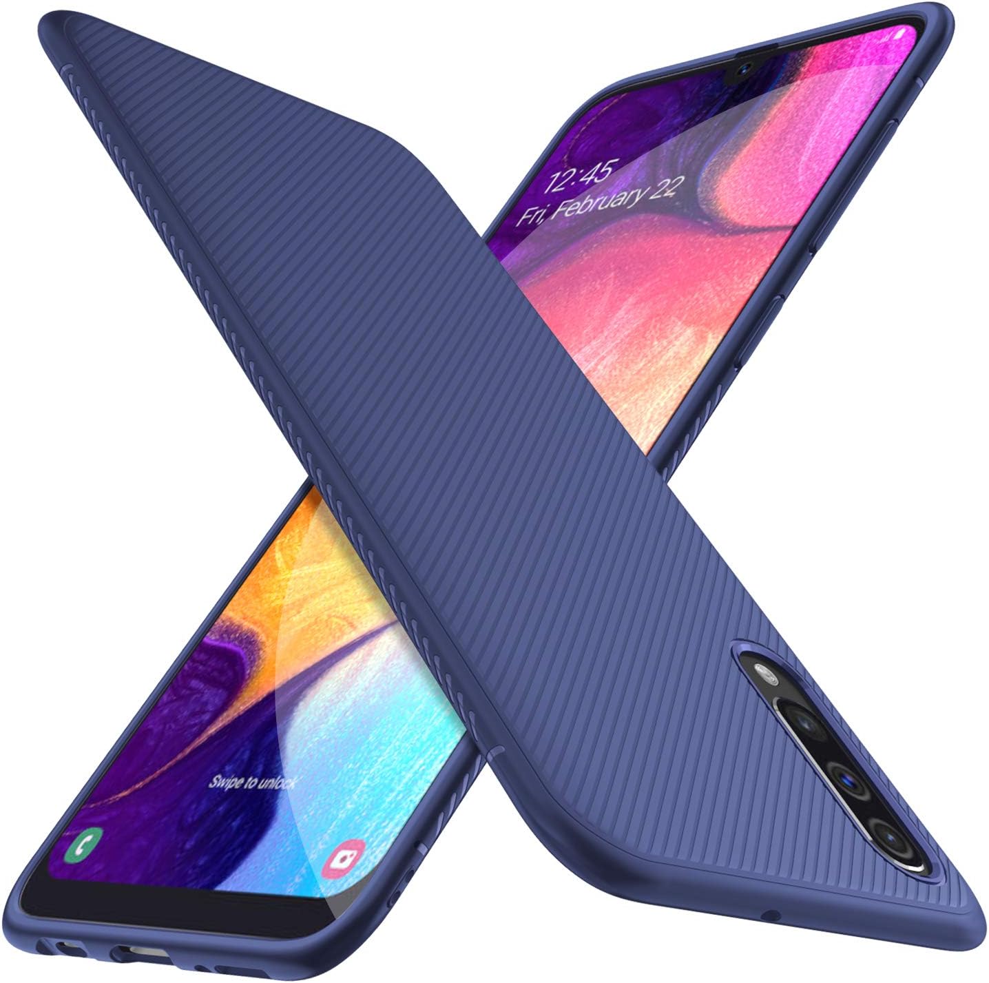 HOUROC Samsung Galaxy A50 Case, Ultra-Thin Premium Soft TPU Protective Cover with Anti-Slip Shockproof Slim But Durable for Samsung Galaxy A50/A50S/A30S Phone. Blue