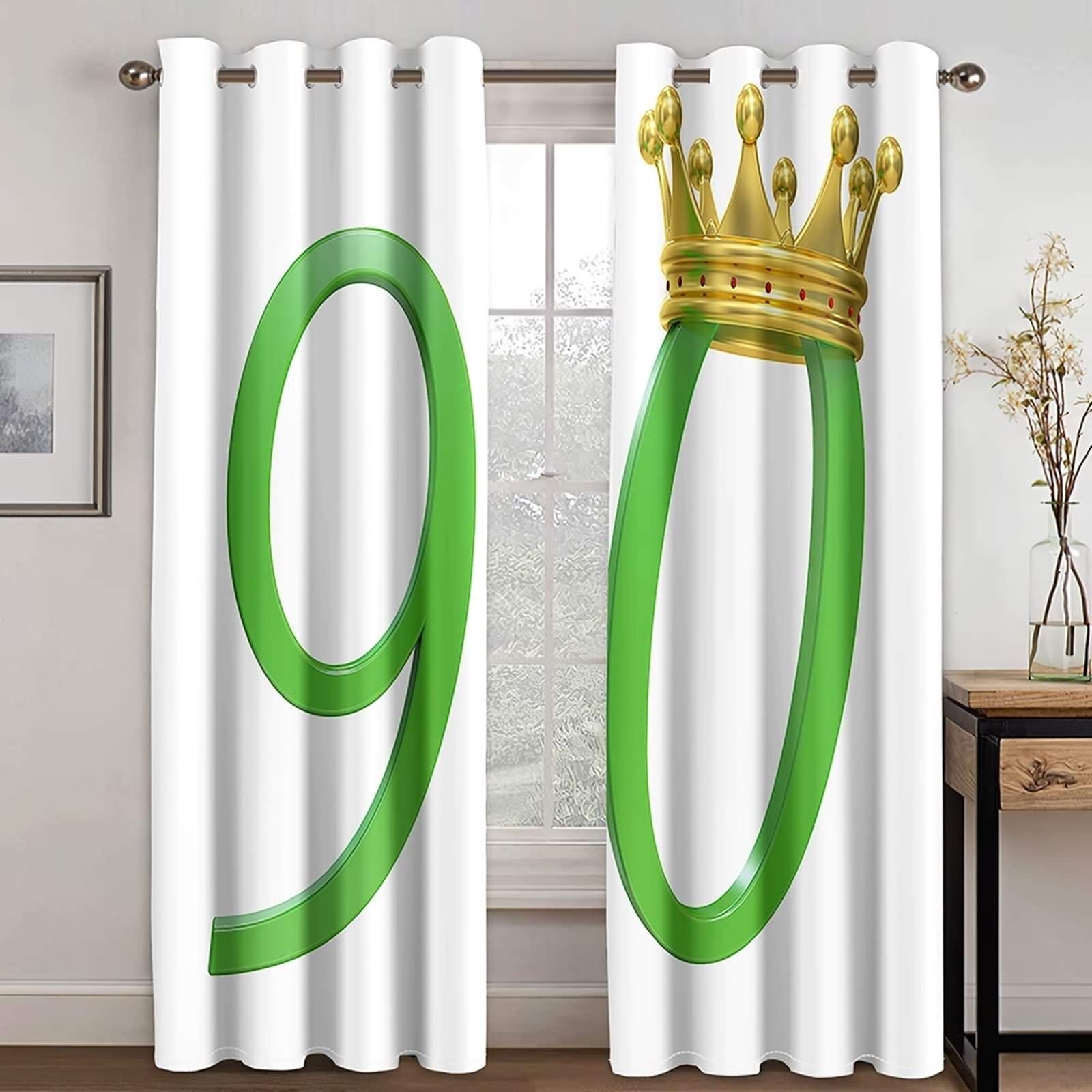 Rideau occultant chambre et salon au style couronne or et vert