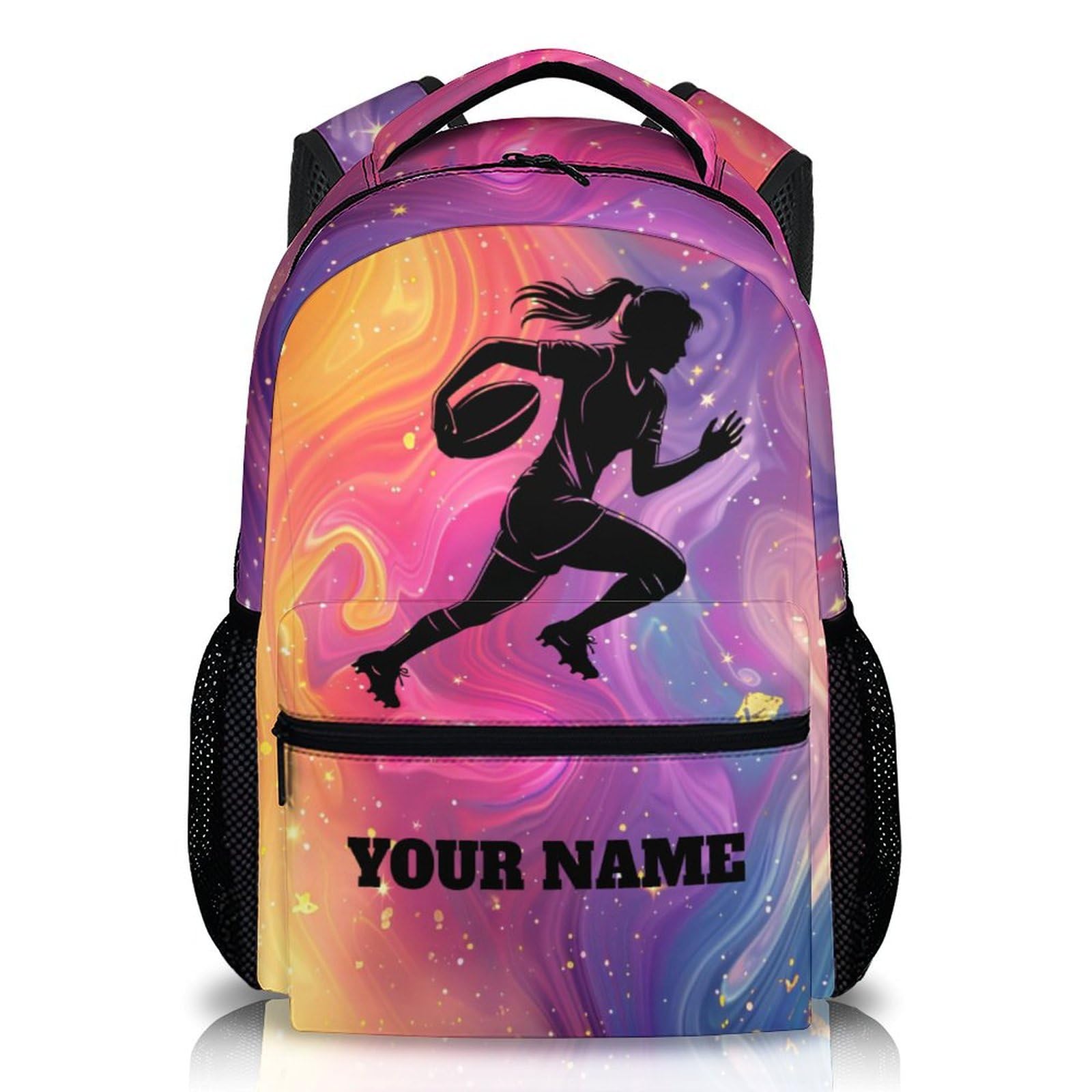 GiftRomance Kids Bookbag for Teens, Custom Football Backpack for Girls, Cool 17 Inch Sports Backpack, Durable Schoolbag for Middle School Travel