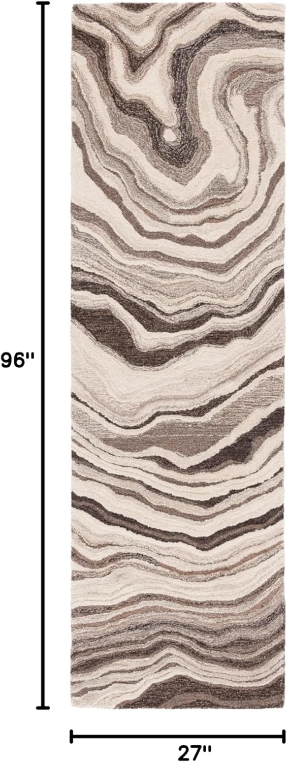SAFAVIEH Metro Collection Runner Rug - 2'3" x 8', Brown & Ivory, Floral Design, Ideal for High Traffic Areas in Entryway, Kitchen & Bathroom (MET777T-28)