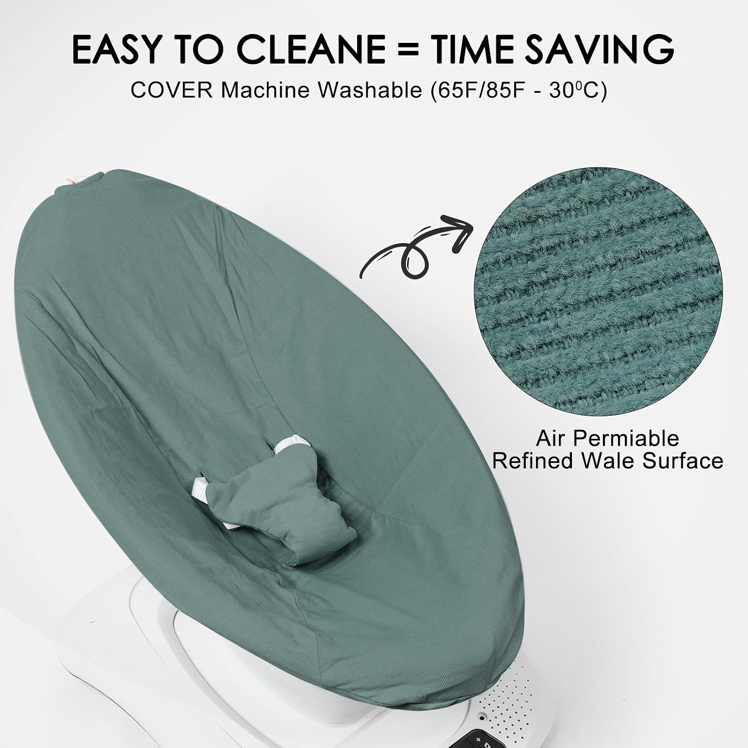 VYPERX Swing Cover Compatible with Old Model 4moms MamaRoo and Rockaroo Before 2022, Soft Corduroy Fabric, Premium Quality, Machine Washable Jade (Only a Cover)