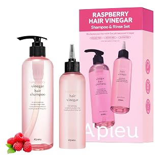 A’PIEU Raspberry Vinegar Hair Care Set – Shampoo (16.9 fl oz) + Hair Vinegar Rinse (6.76 fl oz) | Clarifying & pH Balancing Scalp Treatment, Removes Buildup, Soothes & Refreshes, Korean Hair Care - Amazon product rated Grade A