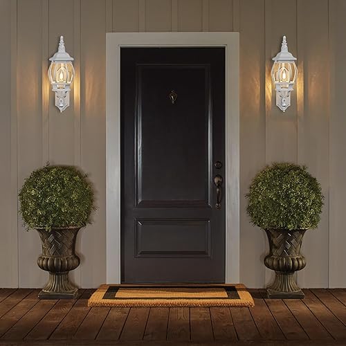 Miniatura 5 de Krychiler Farol de pared blanco para exteriores, aplique de pared exterior para porche, farol de pared exterior, impermeable, luces de pared para