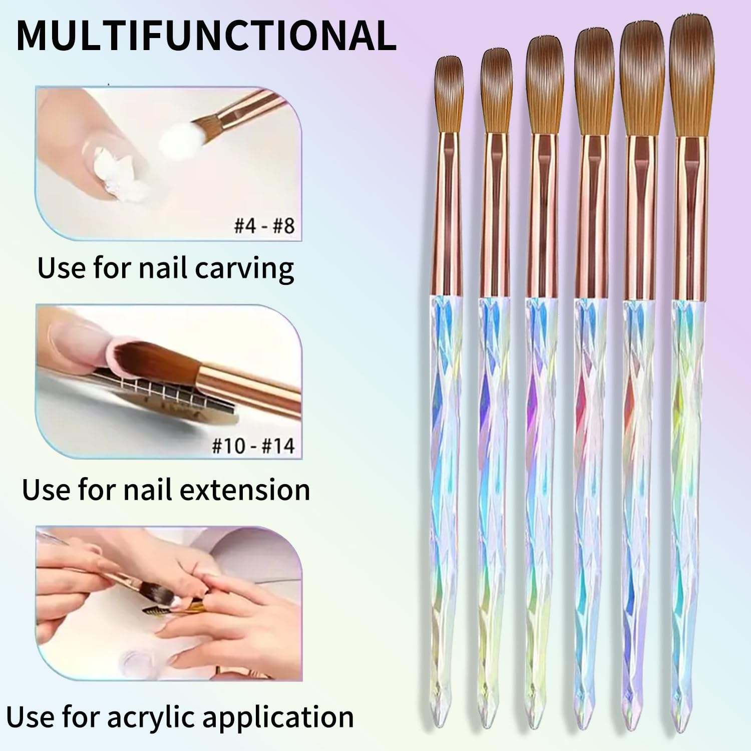 22Pcs Nail Art Brush & Practice Tool Kit, Iridescent Nail Extension Gel Brushes with Manicure Prep Tools & Nail Practice Stands, Professional UV Gel Nail Art Accessories for DIY Manicure & Salon Use