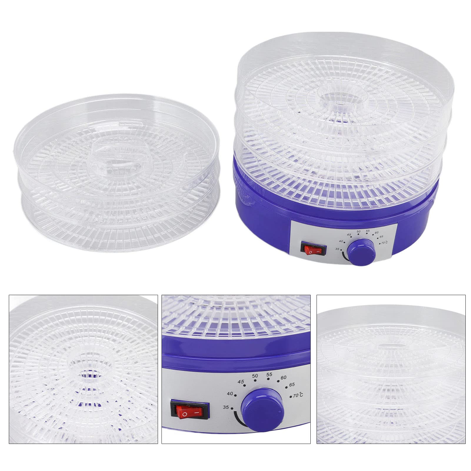 Fdit Secadora de Alimentos con 5 Bandejas, Deshidratador Eléctrico para | Control táctil, Material ABS duradero, Ventilador montado en la parte inferior, Gran capacidad, Seguro para mascotas