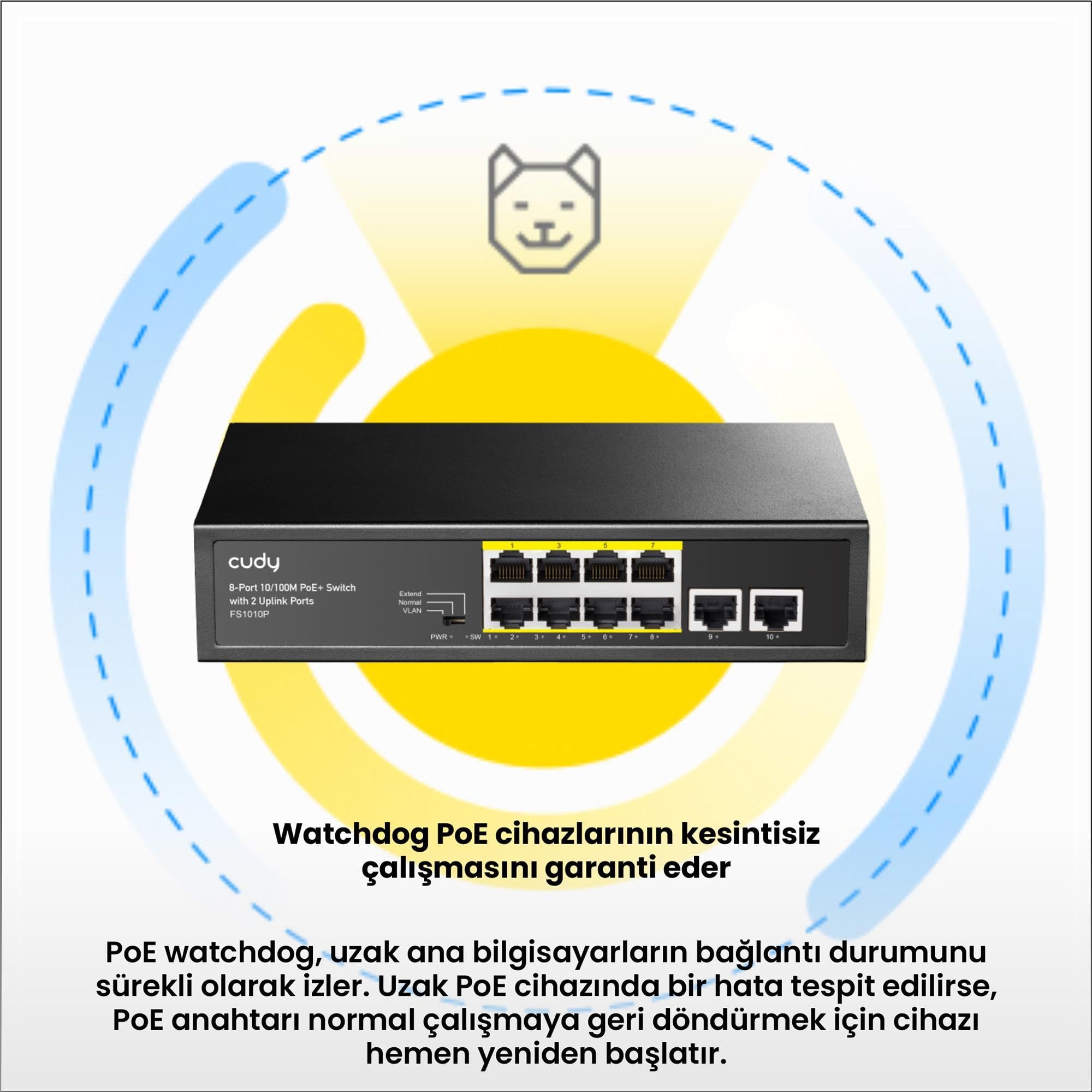 Cudy FS1010P Switch Ethernet 8+2 Porte Poe+ 120W, 8 Porte 10/100Mbps Poe+, Switch Unmanaged, CCTV/VLAN, No Alimentazione Aggiuntiva, 802.3af/at, Versione Rack in Metallo