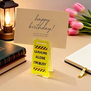 6 Pcs Desk Decor Funny Sign Clips Novelty Gifts for Colleagues, Mini Funny Desk Accessories Office Decoration Sign Ornament Plaque Answer Rates Leave Me Alone I'm Busy