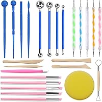 LANGQUN Polymer Clay Tools Set: Dotting, Sculpting, Nail Art, Carving, Modeling Kit with Stylus Pens, Rubber Nibs & Storage Bag