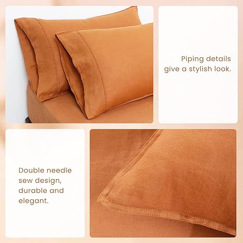 Miniatura 121 de S VICTORY SYMBOL 100% Organic Linen Pillowcases 20"x30" Set of 2,French Natural Flax Soft Durable Pillowshams Sandy Beige,Standard