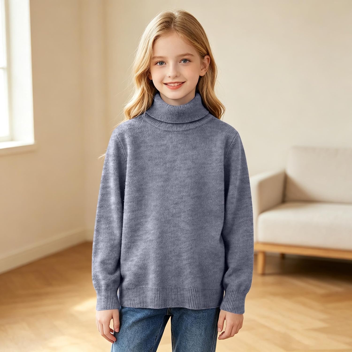 Boys Classic Turtleneck Knit Sweater Warm Winter Pullover Top