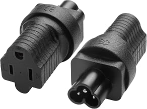 2 Pack NEMA 5-15R to IEC320 C5 Adapter YACSEJAO 15A 125V 3 Prong AC Laptop Power IEC320 C5 Plug Converter