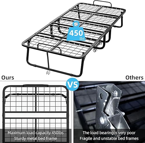 Miniatura 4 de CAIYUN Cama plegable con colchón, cama plegable portátil para adultos, marco de cama plegable tamaño cuna con colchón de espuma viscoelástica de 5