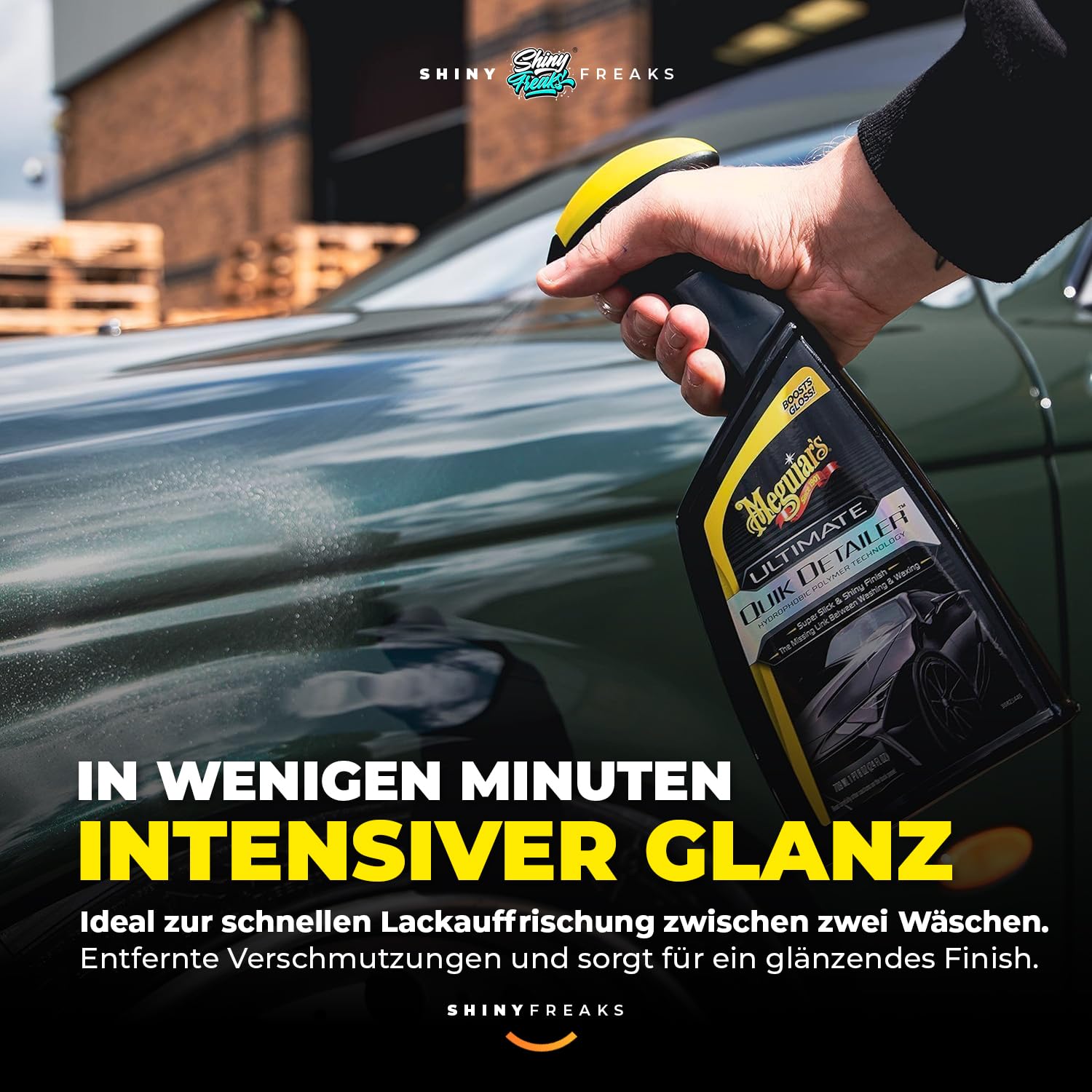 Shiny Freaks Meguiar's Ultimate Quik Detailer 709ml - Schnellreiniger, Polymertechnologie, Entfernt sicher und schnell Staub und Oberflächenverschmutzungen + Zubehör | 3-TLG.