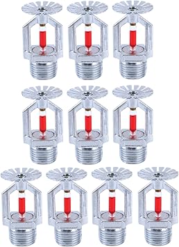 10 Pcs Fire Sprinkler Head - Copper Chrome, 1/2  NPT 155 68 C Pendent Type Spray, K80 Fast Response Automatic Fire Sprinkler System for Residential, Factory, Mall, Warehouse Building