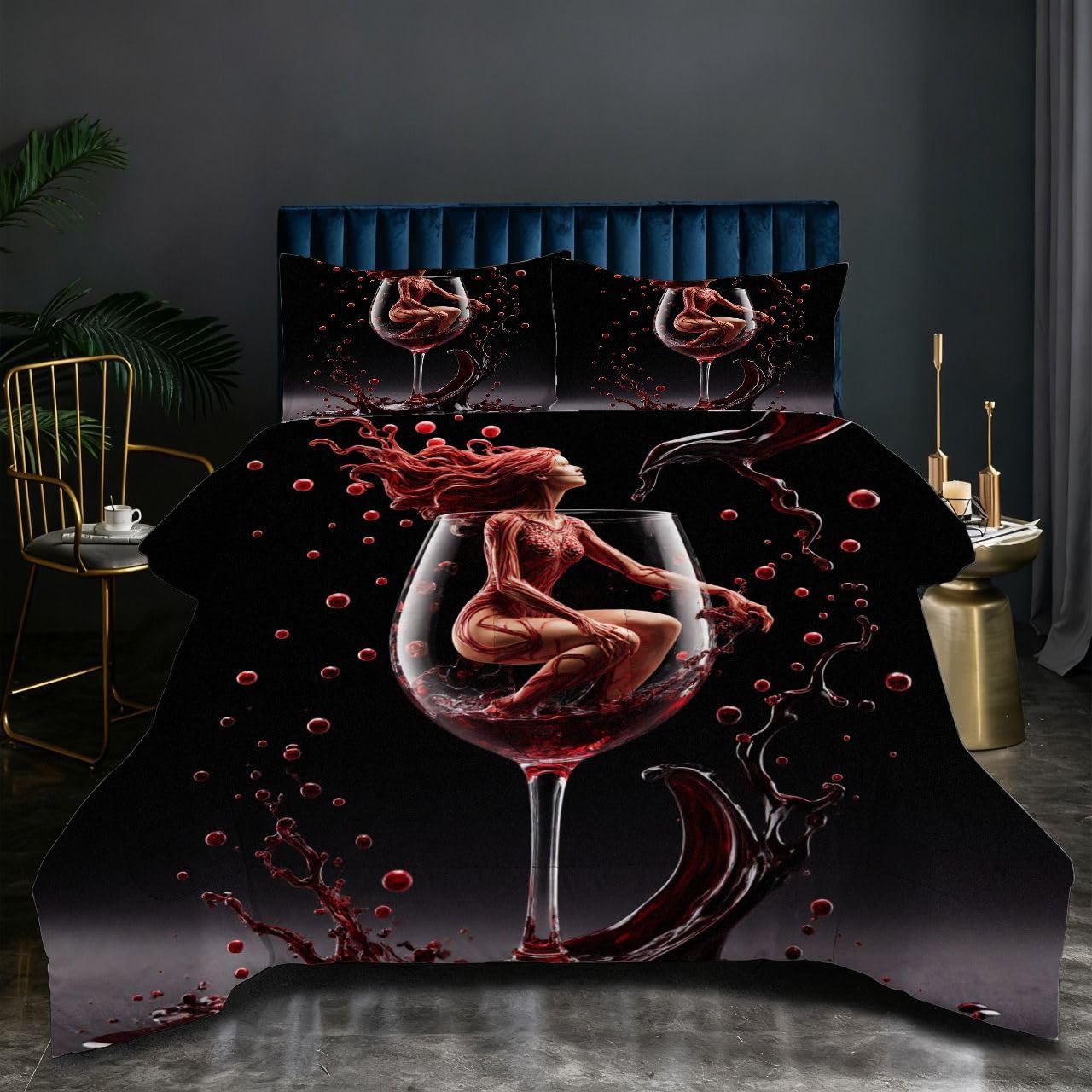 Couette 220x240 cm drap de lit imprimé 3D avec garnissage coton 200GSM O97