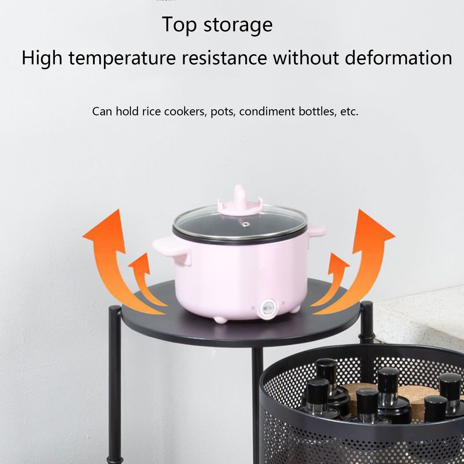 Carrello portaoggetti Girevole con Ruote, per Bagno, Balcone, Cucina, con Ruote bloccabili (Colore: Nero, Dimensioni: Quattro Strati)