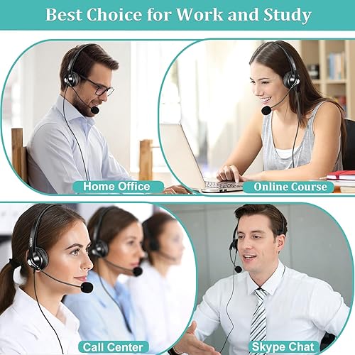 Miniatura 7 de Auriculares Jack de 0.138 in para teléfono celular con micrófono con cancelación de ruido para PC portátil, auriculares de computadora con cable