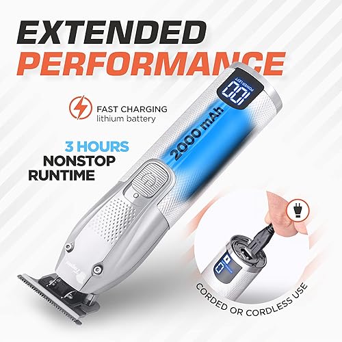 Miniatura 4 de Fagaci Cortadora de pelo para hombre, Turbo Power con corte preciso, cuchillas ajustadas de cero huecos para cortes limpios y finos