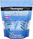 Neutrogena Makeup Remover Wipes Singles, Individually Wrapped, Daily Facial Cleanser Towelettes, Gently Removes Oil & Makeup, Alcohol-Free, 20 ct