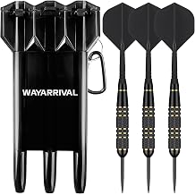 Professional Steel Tip Dart Set - 23g Tungsten Brass Darts with Carrying Dart Case & Sharpener | One Integrated Dart Flight & Shaft Design | For Beginners & League Players