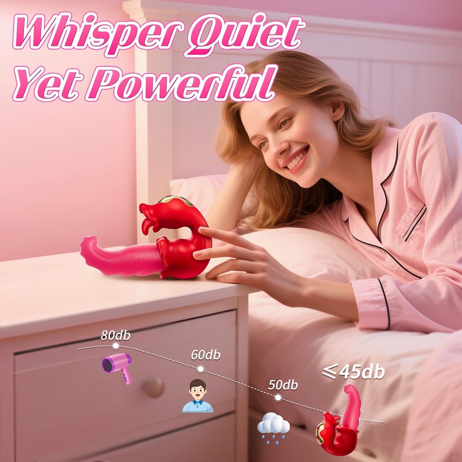 Adult Sex Toys Vibrator for Women - Rose Sex Toy Thrusting Vibrators Dildo with 10 Licking Swing & 10 Vibration Modes, G-Spot Clit Anal Stimulator, Discreet Couples Sex Toy for Female Couples Games