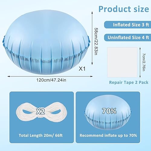 Miniatura 5 de Almohadas de piscina para piscinas sobre el suelo, 4 pies de diámetro, almohada de aire de piscina resistente de 0.016 in de grosor, kit de invierno
