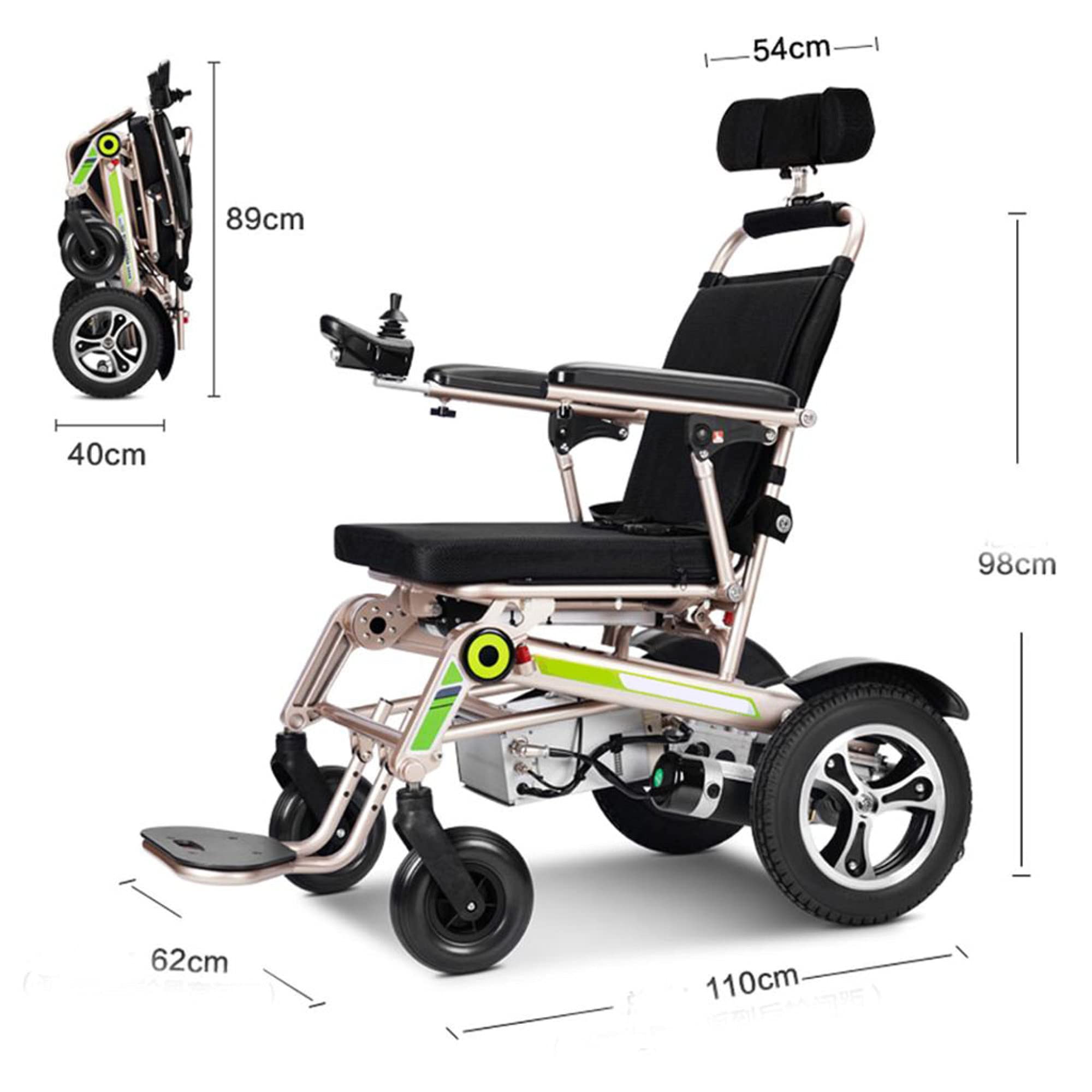 Silla de Ruedas eléctrica Ligera Power Mobility Smart Aid Silla de Ruedas, Plegable automático, Comodidad Estable