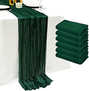 6Pack Emerald Green Cheesecloth Table Runner 10Ft Gauze Table Runner Emerald Green Cheese Cloth Table Runners Long Sheer Fabric Tablerunners for Wedding Party Bridal Shower Thanksgiving Christmas