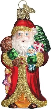 Old World Christmas Glass Blown Christmas Tree Decoration Santa with Gifts
