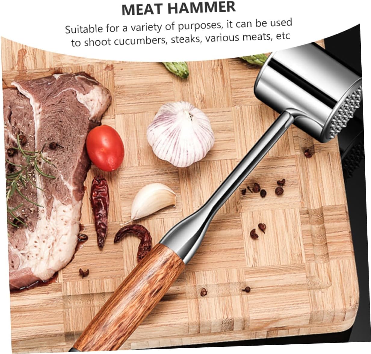 Generic Stainless Steel Meat Tenderizer Mallet 304 Steel Double-sided Kitchen Steak Hammer Heavy Duty Beef Pounder for Home Cooking and Poultry Preparation Random Color