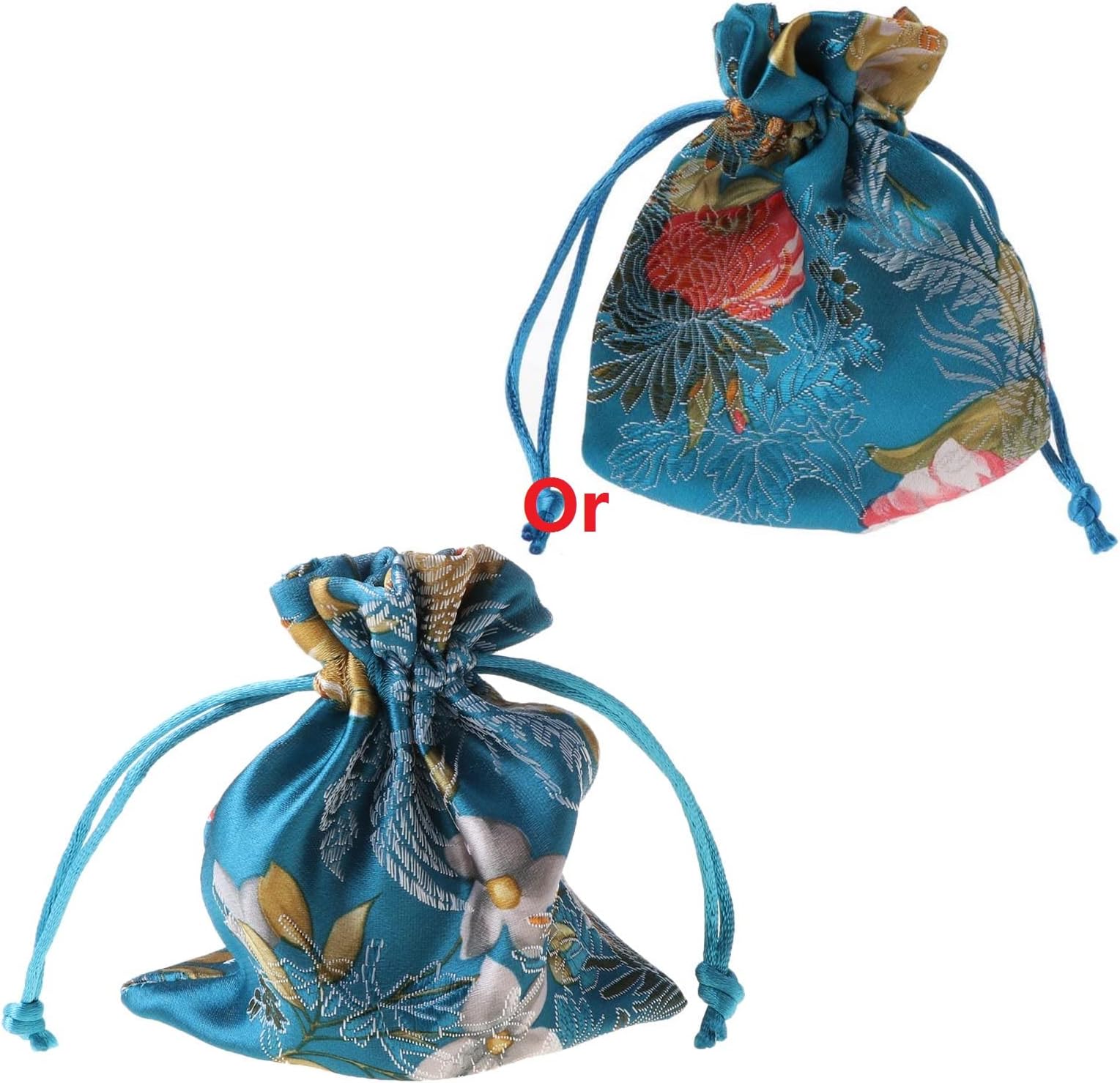 Yuly Classic Chinese Flower Embroidery Jewelry Bag Organizer Silk Traditional Pouch Jewelry Bags Drawstring 4x6