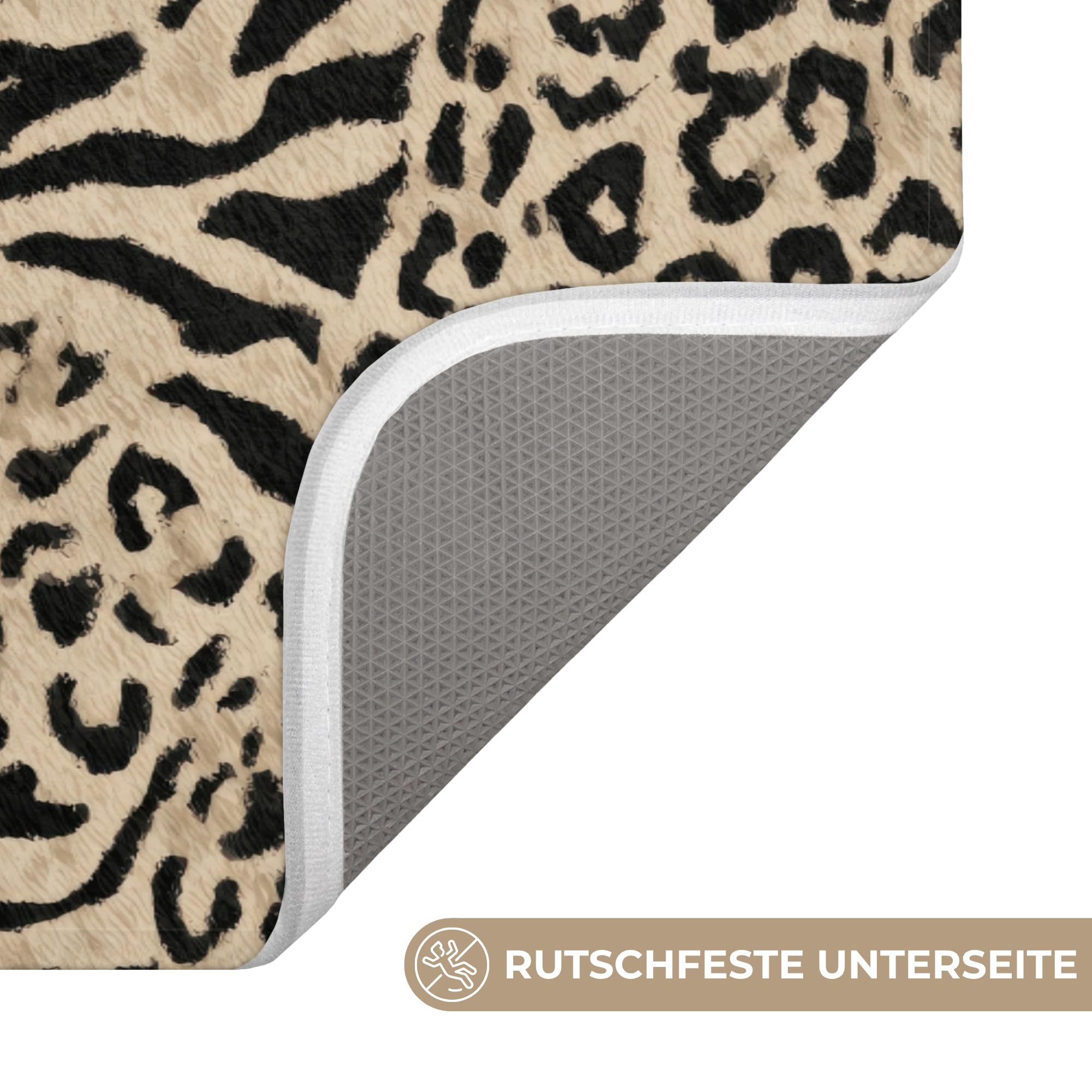 Badematte rutschfest Deko Badezimmer Memoryschaum Badematten | 90x60 cm - Rechteckig - Vorleger Mit Ausschnitt Duschvorleger Waschbar Giraffe - Zebra - Motiv - Braun